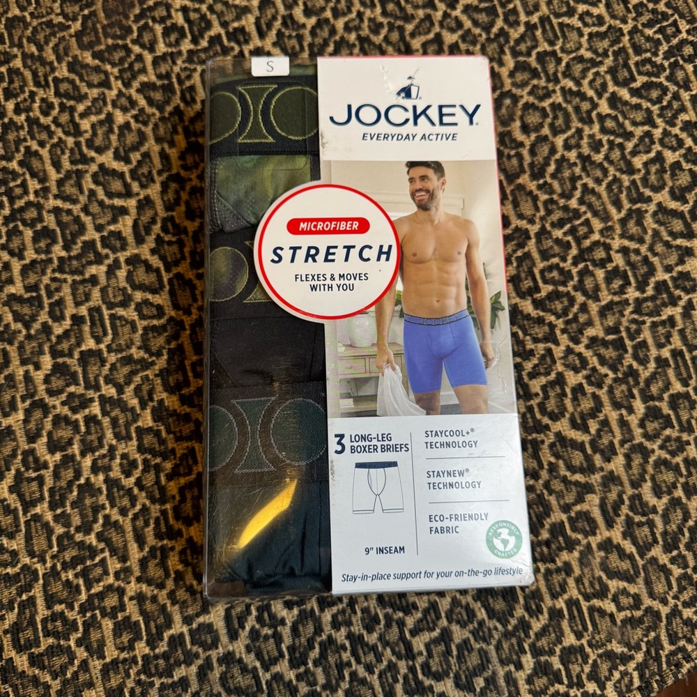 3 Pack Jockey Every Day Active Long Leg Boxer Briefs 9 Inch Inseam Size S NWT